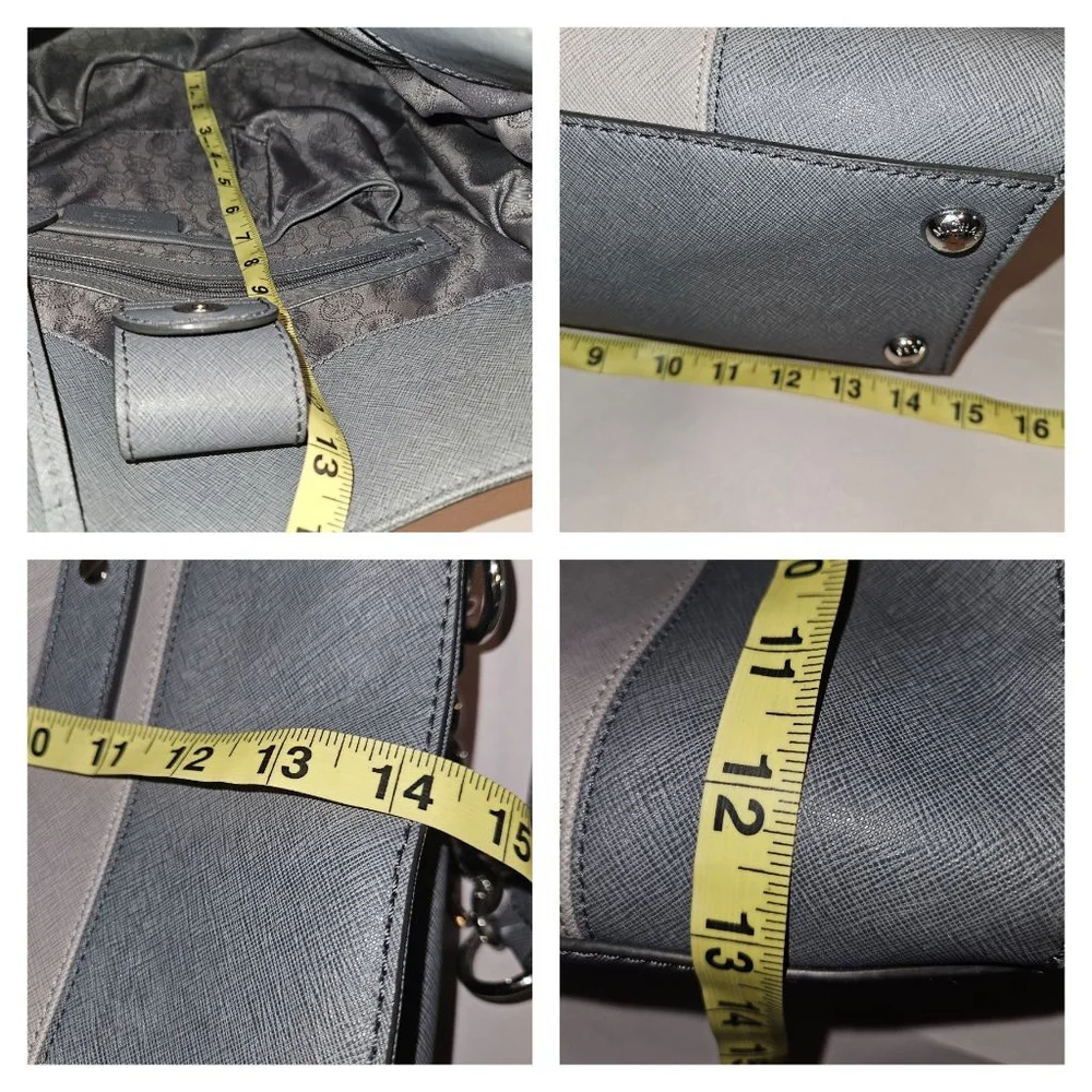 Michael Kors Hamilton Two Tone Leather Satchel Purse